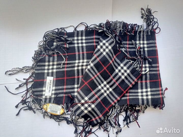 Палантин шарф пашмина шерсть 100%в клетку