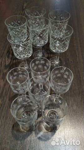 Набор бокалов и рюмок снежинка, хрусталь 50 х
