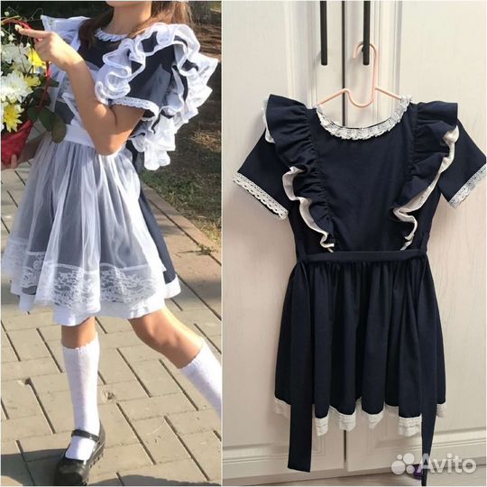 Школьное платье синее 128