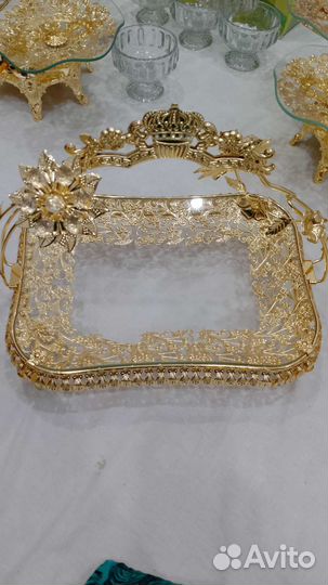 Золотистый посуда Фруктница