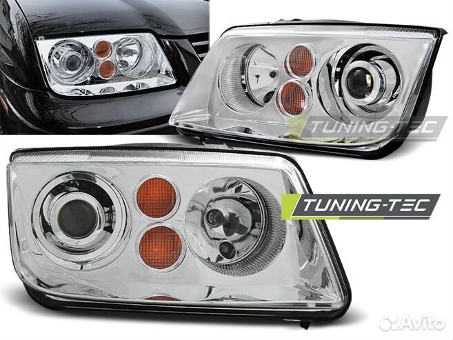 VW Bora 98-05 Фары с линзами хром