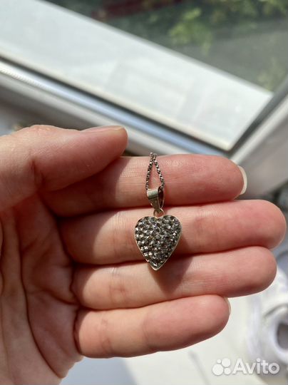 Серебряная подвеска + серьги