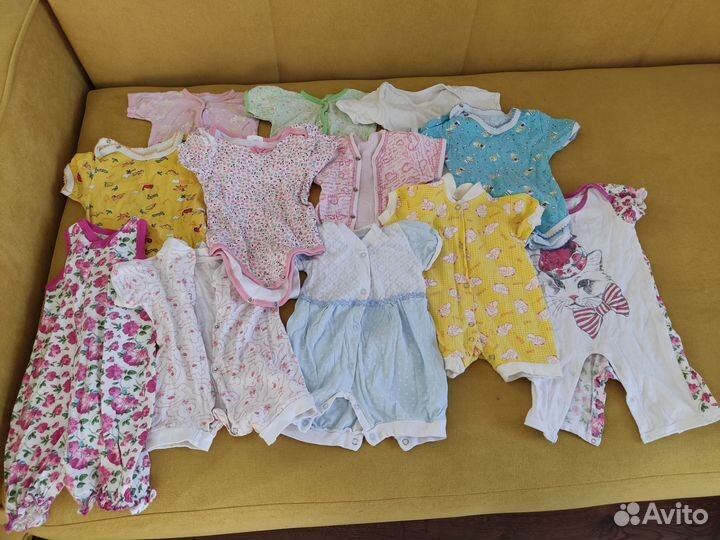 Летние вещи пакетом на девочку 1-3 месяцев