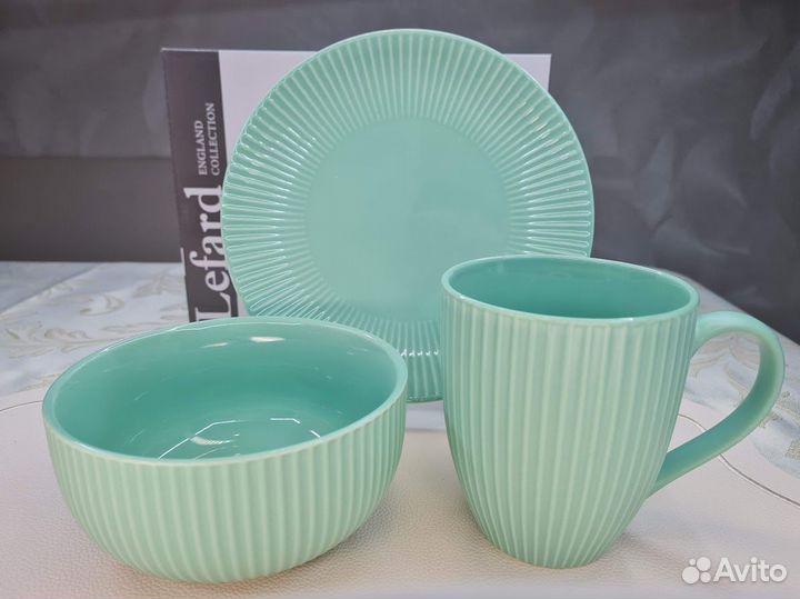 Наборы посуды из 3 предм. Trendy (мятный, графит)