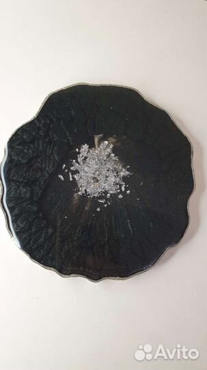 Подставка из эпоксидной смолы черная 13х13см