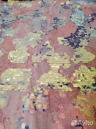 Ткань Гипюр с пайеткими. Отрез ткани