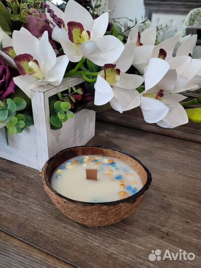 Свечи в кокосовой скарлупе