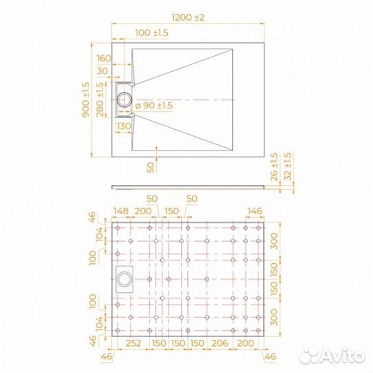 Душевой поддон RGW TUS-W 120x90