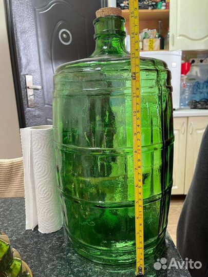 Бутыль 10 литров стеклянная,зелёная