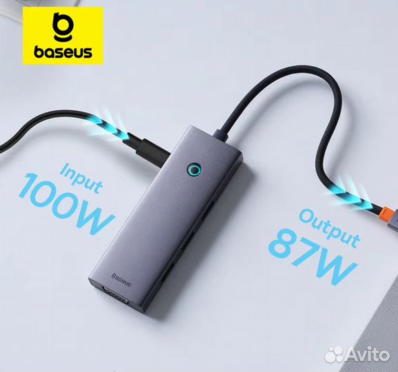 Хаб Type C - 7 в 1 Baseus (hdmix2,VGA,PD100w,USB)