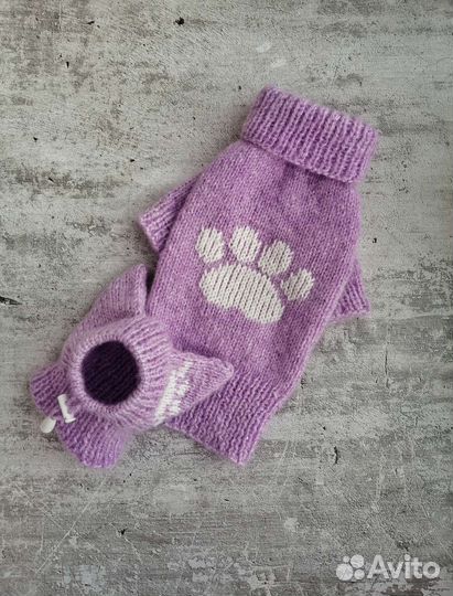 Вязаный Свитер шапка для собак