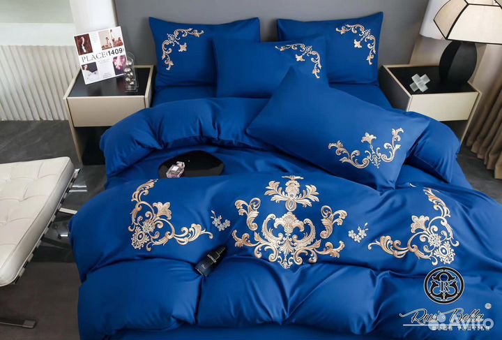 Белье постельное сатин с вышивкой LUX евро