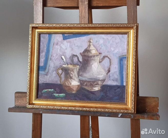 Чайный натюрморт картина маслом на холсте 30х40