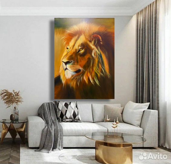 Картина маслом на холсте Лев большая