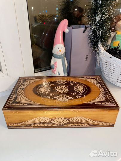 Шкатулка деревянная СССР ручная роспись