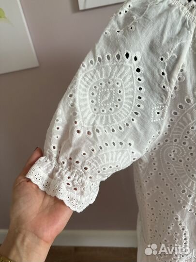 Платье хлопковое белое с вышивкой