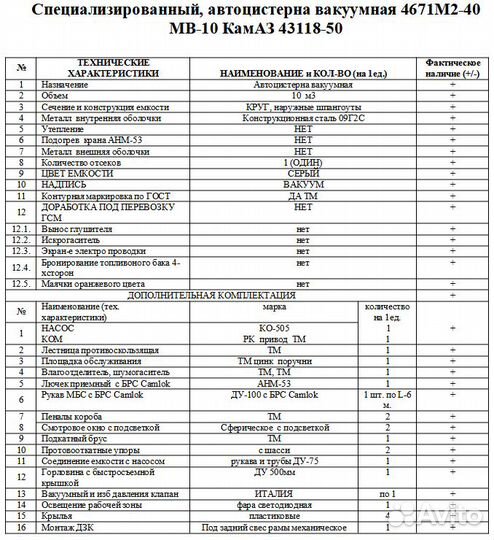 Вакуумная машина 10 на шасси камаз 43118-50