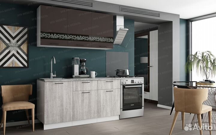 Кухня Милена 1.5 м Смоки софт/Вяз