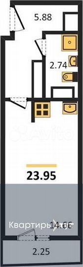 Квартира-студия, 24 м², 4/25 эт.