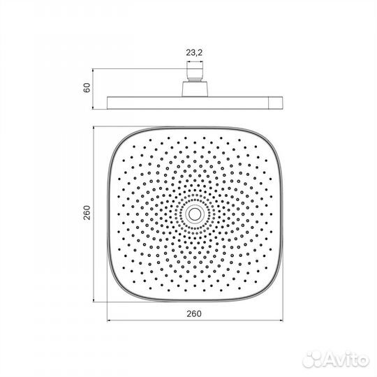 Лейка верхнего душа d260