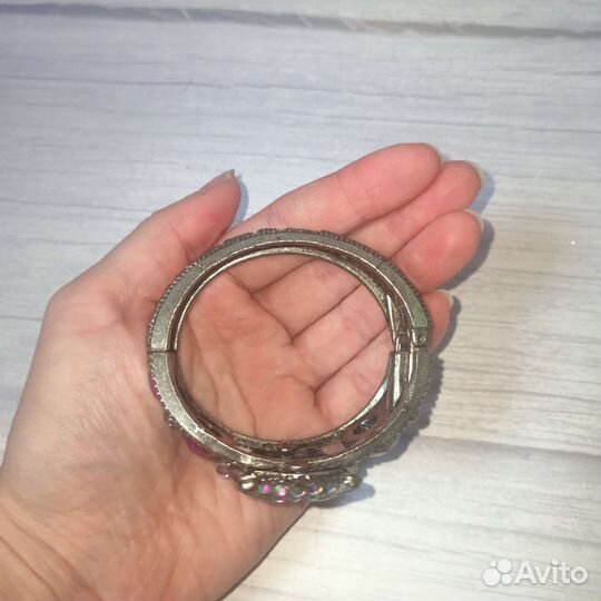 Браслет сова совушка металлический стразы