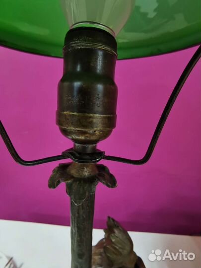 Лампа настольная старинная с индейцем