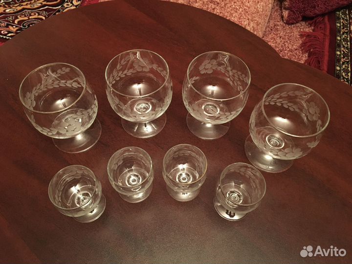 Бокалы, рюмки с позолотой, гравировка, СССР