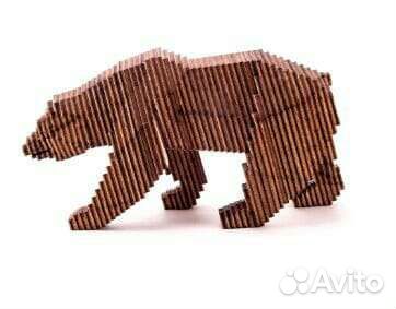 Деревянный конструктор с набором карандашей Медвед