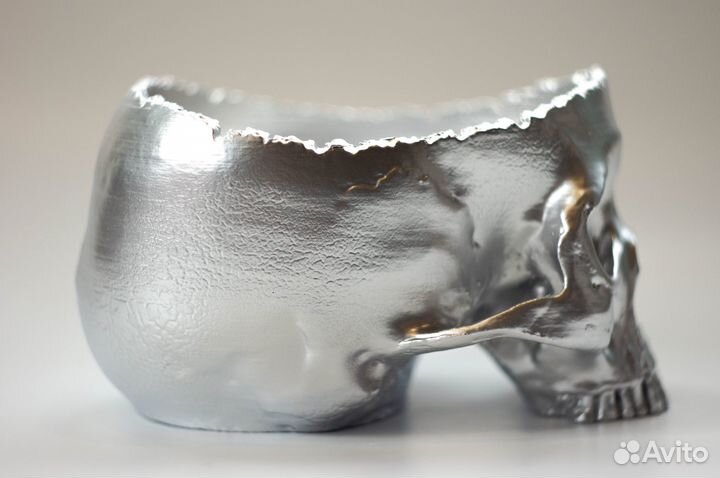 Чашка в виде черепа человека, чашка череп металл