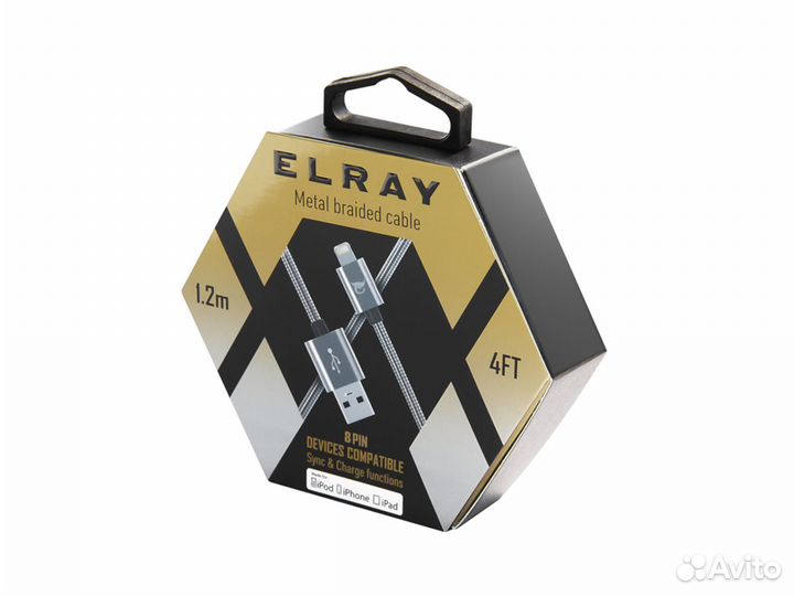 USB кабель Elray MetalBraided Lightning 8-pin (1.2