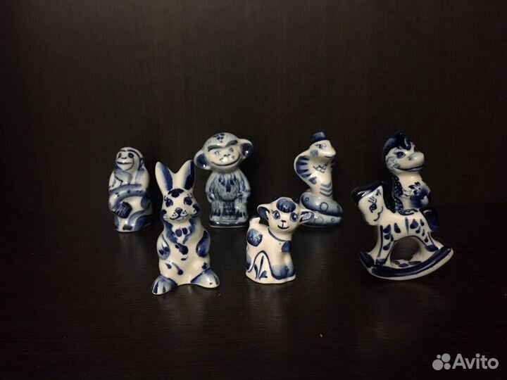 Фигурки Гжель Фарфор СССР 80е клеймо 5см