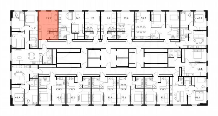 Квартира-студия, 25,5 м², 9/25 эт.