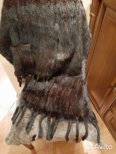 Палантин новый вязаный норковый