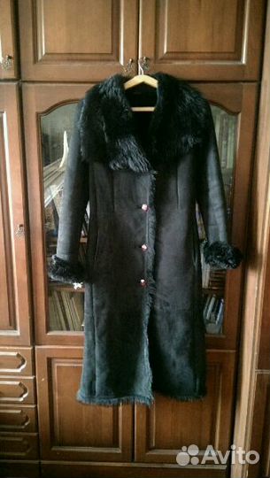 Натуральная дублёнка с мехом ламы