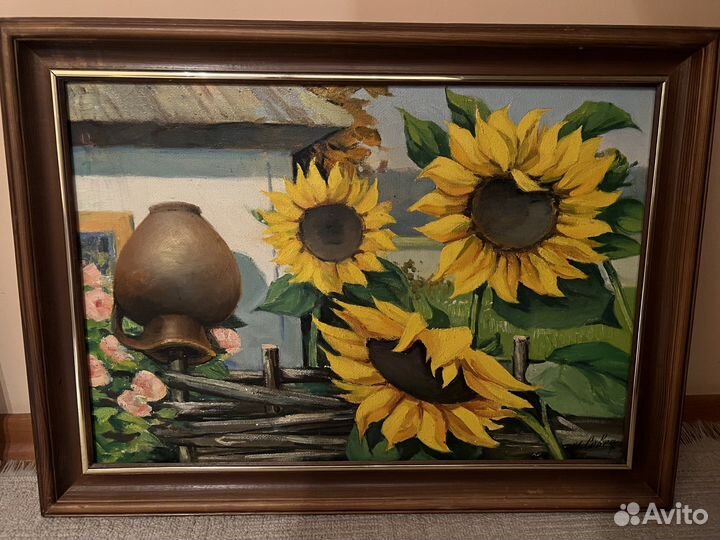 Картина маслом подсолнухи художника Севец И В