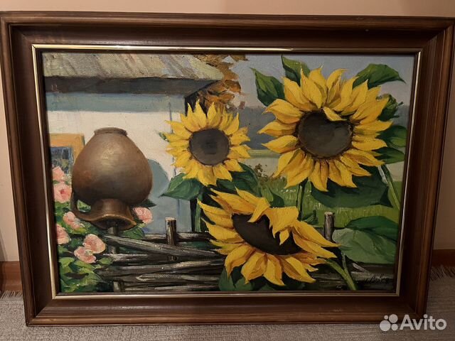 Картина маслом подсолнухи художника Севец И В