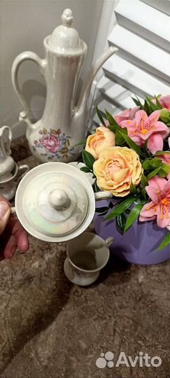 Кофейный сервиз СССР фарфоровый перламутр