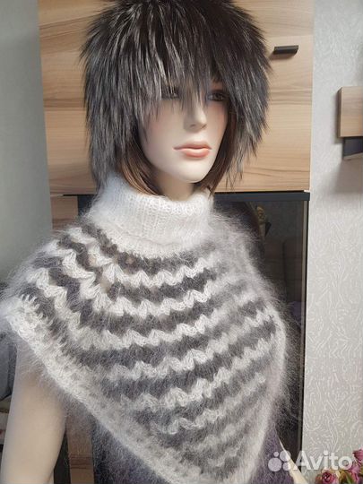 Шарф пуховый ручной вязки Манишка