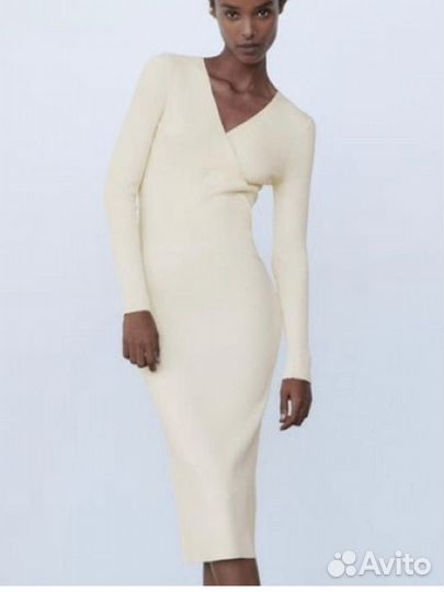 Платье бандаж миди zara красное в рубчик оригинал