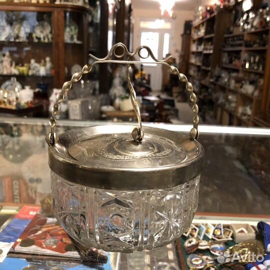 Сахарница Хрусталь мельхиор