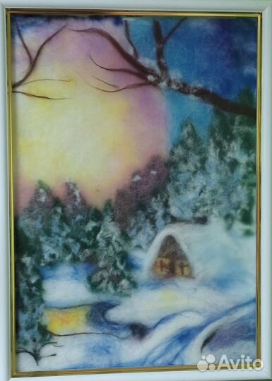 Картина шерстью