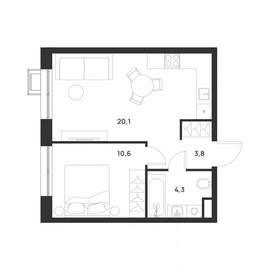 1-к. квартира, 38,8 м², 14/17 эт.