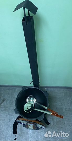 Полный комплект Казан + печь с трубой и дверцей