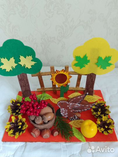 Поделка осенняя птичка в детский сад школу