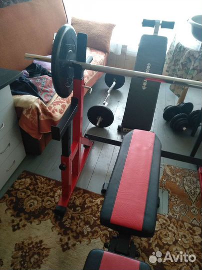 Скамья для жима и стойки,для пресса, штанги гантел