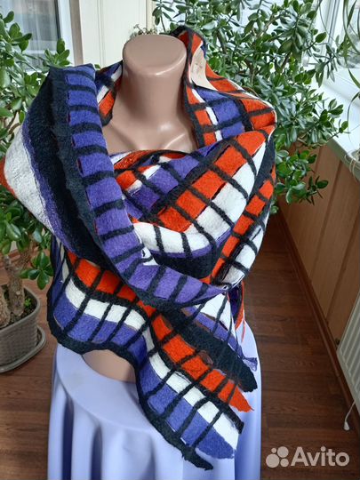 Шарф женский шерстяной валяние валяный