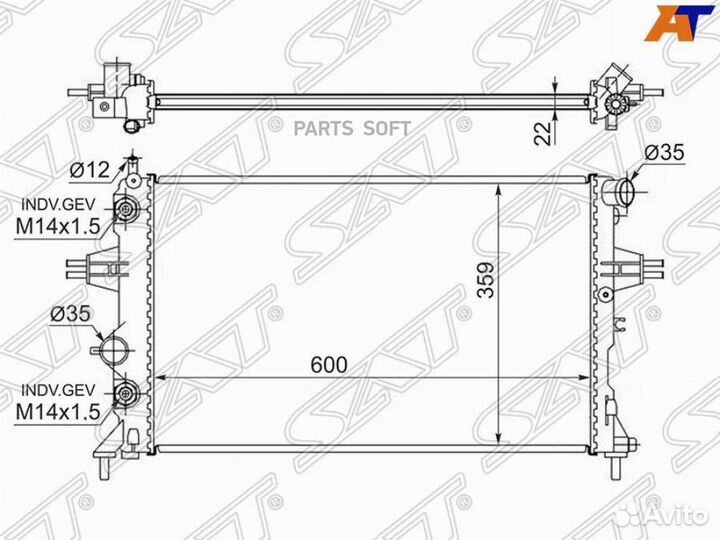 Радиатор Opel Astra 98-09 / Zafira 99-05 / Chevrolet Viva 04-08 / Subaru Traviq 01-04 sgop0006G