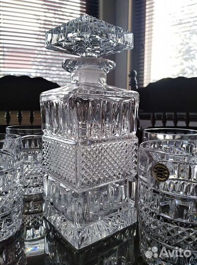 Штоф Графин Стаканы хрусталь Чехословакия