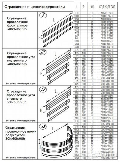 Разделитель проволочный скошенный 90h, 90*300 мм Н