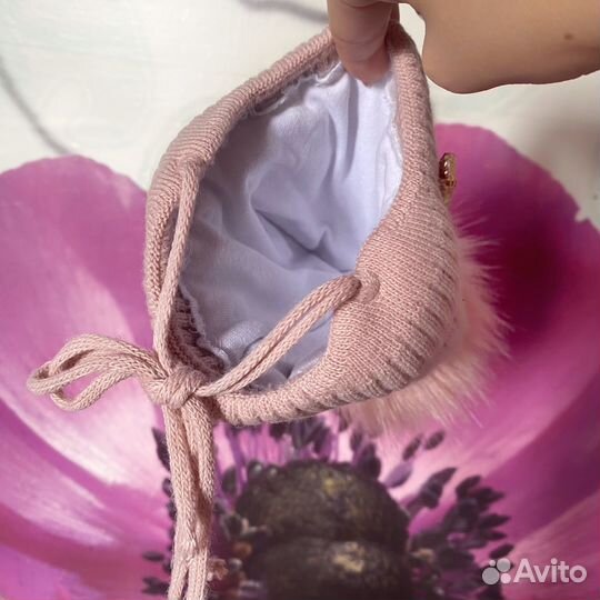 Шапка осень для девочки с помпоном на 2-3 мес